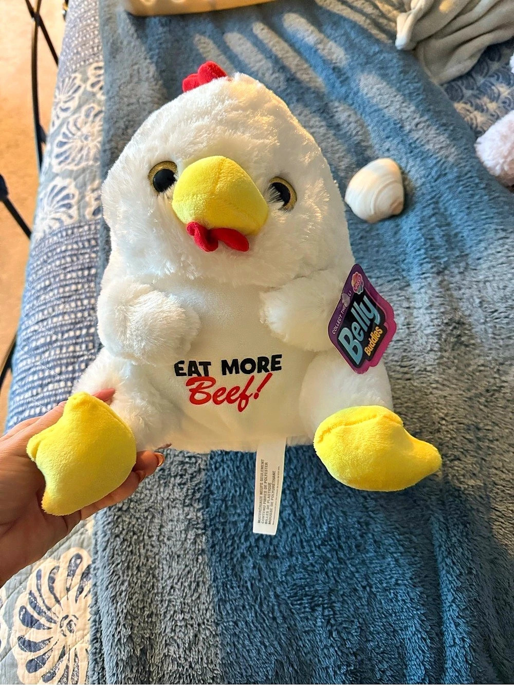 Belly Buddies Eat More Beef! Chicken Plush NWT